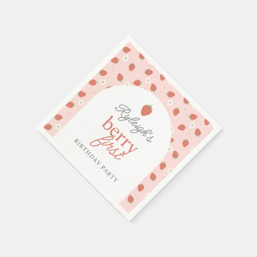 Serviette En Papier Filles fraises Berry Première fête d'anniversaire (Coin)