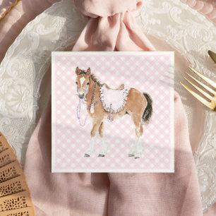 Serviette En Papier Filles Galop Par Dessus Anniversaire Cheval Rose