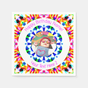 Serviette En Papier Filles Garçons Joyeux Anniversaire Étoile Photo su