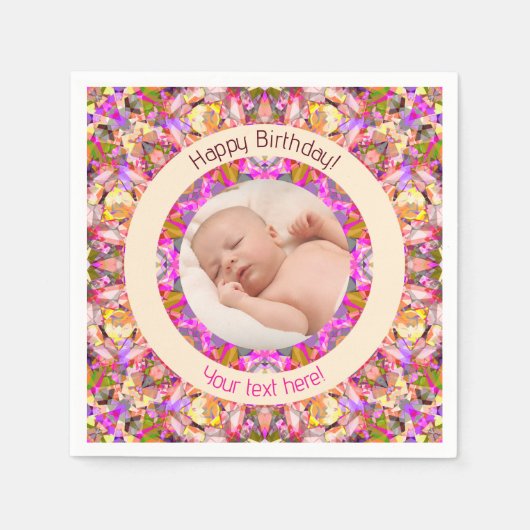 Serviette En Papier Filles Joyeux Anniversaire Été Rose Étoile Personn (Devant)