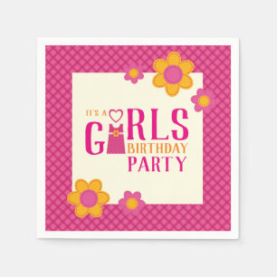Serviette En Papier Filles maillots de fête d'anniversaire, fleurs de
