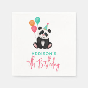 Serviette En Papier Filles mignonne fête Panda Bear 5e anniversaire