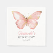 Serviette En Papier Filles mignonne Papillon rose pâle 1er anniversair (Devant)