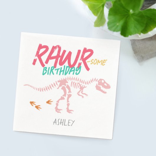 Serviette En Papier Filles mignonne rose Dinosaur Anniversaire de enfa