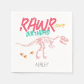 Serviette En Papier Filles mignonne rose Dinosaur Anniversaire de enfa (Devant)