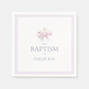 Serviette En Papier Filles Moderne Pink Bow Baptême