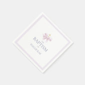 Serviette En Papier Filles Moderne Pink Bow Baptême (Coin)