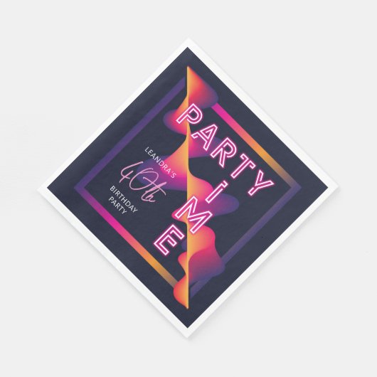 Serviette En Papier Filles Neon Fête Heure Anniversaire (Coin)