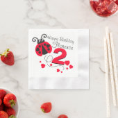 Serviette En Papier Filles nommées 2e anniversaire rouge coccinelle se (En situation)