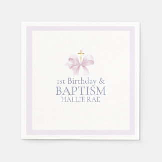 Serviette En Papier Filles Pink Bow 1er anniversaire et baptême