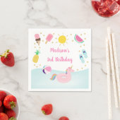 Serviette En Papier Filles Pool Party Glace Crème soleil Anniversaire (En situation)