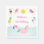 Serviette En Papier Filles Pool Party Glace Crème soleil Anniversaire (Devant)