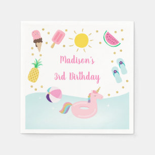 Serviette En Papier Filles Pool Party Glace Crème soleil Anniversaire