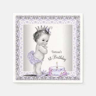 Serviette En Papier Filles Princesse Violette 1er Anniversaire