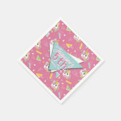 Serviette En Papier Filles Retro rose licorne Anniversaire (Coin)