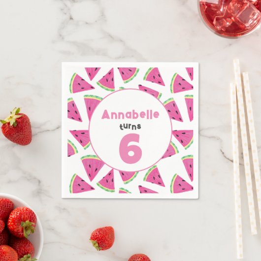 Serviette En Papier Filles Watermelon Plaques papier fête d'anniversai (En situation)