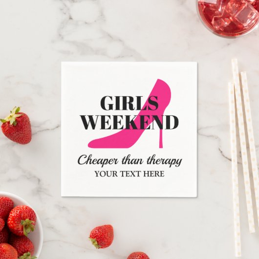 Serviette En Papier Filles week-end rose stiletto cockparty (En situation)