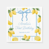 Serviette En Papier Filles Whimsical Blue Bow Lemon Amalfi Anniversair (Devant)