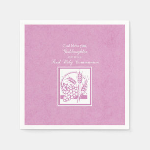 Serviette En Papier Filleule Première Communion, Rose