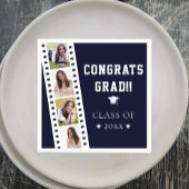 Serviette En Papier Filmstrip Four Photo Collage Graduation | Bleu