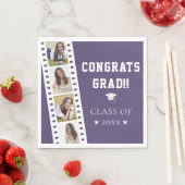 Serviette En Papier Filmstrip Four Photo Collage Graduation | Pourpre (En situation)