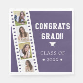 Serviette En Papier Filmstrip Four Photo Collage Graduation | Pourpre (Devant)