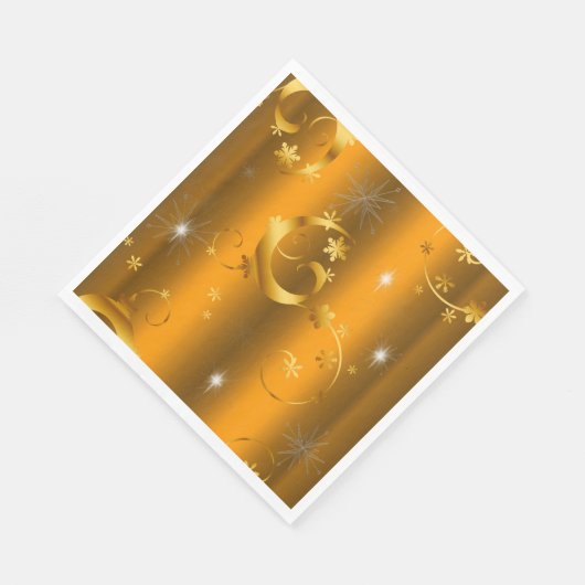 Serviette En Papier Fils et étoiles d'or Noël luxueux (Coin)