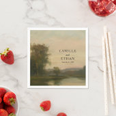 Serviette En Papier Fine Art Landscape Wedding Napkins (En situation)
