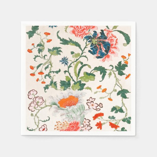 Serviette En Papier Fine China silk flower design mid 18th century (Devant)