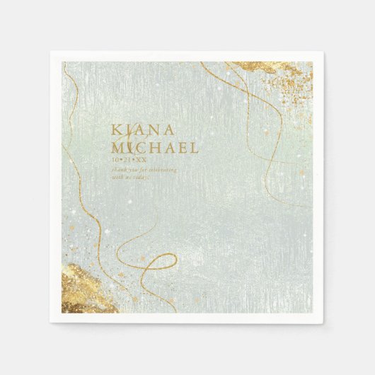 Serviette En Papier Fine Lines Gold Abstrait Mariage V1 Sage ID867 (Devant)