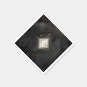 Serviette En Papier Fine Lines Gold Abstrait Mariage V2 Black ID867 (Coin)