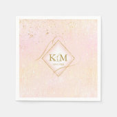 Serviette En Papier Fine Lines Gold Abstrait Mariage V2 Blush ID867 (Devant)