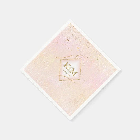 Serviette En Papier Fine Lines Gold Abstrait Mariage V2 Blush ID867 (Coin)