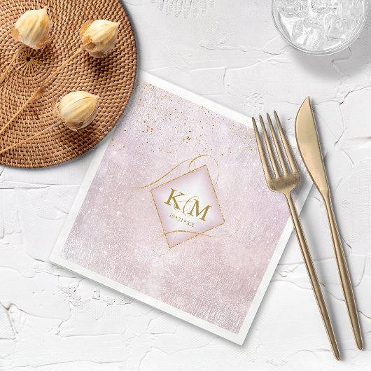 Serviette En Papier Fine Lines Gold Abstrait Mariage V2 Mauve ID867