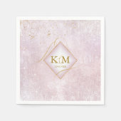 Serviette En Papier Fine Lines Gold Abstrait Mariage V2 Mauve ID867 (Devant)