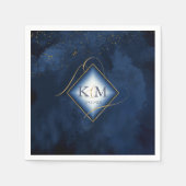 Serviette En Papier Fine Lines Gold Abstrait Mariage V2 Navy ID867 (Devant)