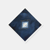 Serviette En Papier Fine Lines Gold Abstrait Mariage V2 Navy ID867 (Coin)