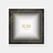 Serviette En Papier Fine Lines Gold Abstrait Mariage V3 Black ID867 (Devant)