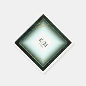 Serviette En Papier Fine Lines Gold Abstrait Mariage V3 Emerald ID867 (Coin)