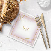 Serviette En Papier Fine Lines Gold Abstrait Mariage V3 Mauve ID867