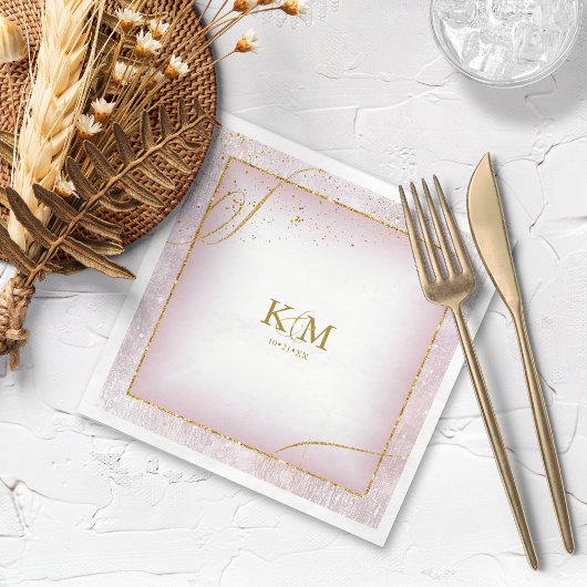 Serviette En Papier Fine Lines Gold Abstrait Mariage V3 Mauve ID867