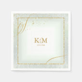 Serviette En Papier Fine Lines Gold Abstrait Mariage V3 Sage ID867 (Devant)