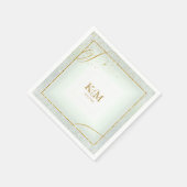 Serviette En Papier Fine Lines Gold Abstrait Mariage V3 Sage ID867 (Coin)
