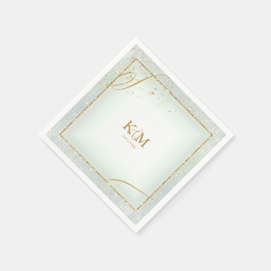 Serviette En Papier Fine Lines Gold Abstrait Mariage V3 Sage ID867 (Coin)