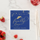 Serviette En Papier Fini Gold Script Blue Graduation Party (En situation)