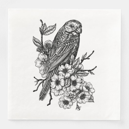 Serviette En Papier Finition sur branche cerise (Devant)