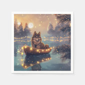 Serviette En Papier Finlandais Lapphund Noël Festive Voyage (Devant)
