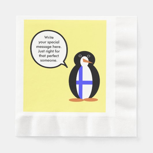 Serviette En Papier Finlande Parler de Mme Penguin Personnalisée (Devant)