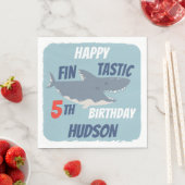 Serviette En Papier Fintastic Happy Shark fête d'anniversaire, n'impor (En situation)