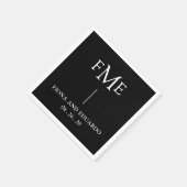 Serviette En Papier Fiona Black Bold Monogram Mariage Moderne (Coin)